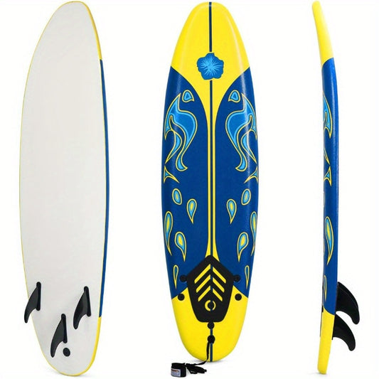 6' Surfboard with 3 Removable Fins & Safety Leash